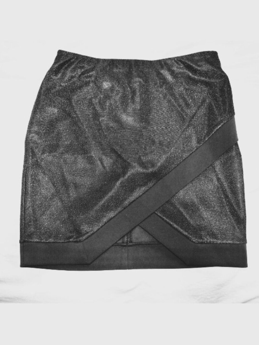 Express Metallic Shimmer Faux Wrap Mini Skirt Medium